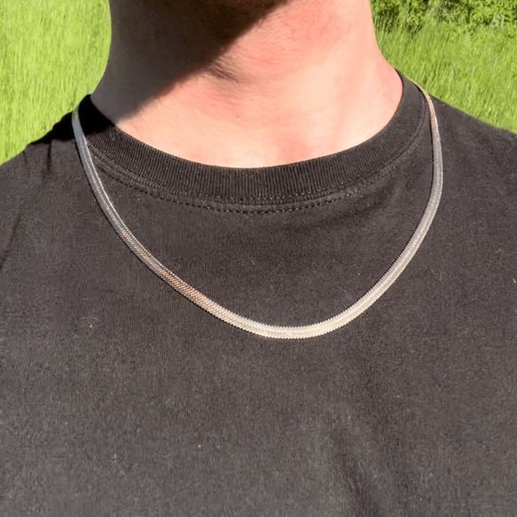18k Rose Gold Snake Chain Necklace Mens Womens Herringbone Chain Choker 22 inch - Picture 4 of 5